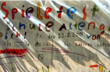 Einladung zum Spielefest Schule Altengamme-Deich, Kinderzeichnung