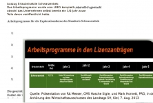 Ausschnitte aus den jetzt veröffentlichten Antragsunterlagen und der Präsentation von PRD im August 2013: Offensichtlich hat die Bergbehörde weniger Information herausgegeben als geboten.