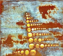 Heike Bender -- Reliefbild mit Schlagmetall