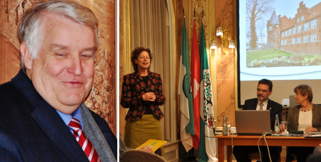 Helmut Sander, Vorstand und kaufmännischer Leiter der SHMH (links); Prof. Dr. Lisa Kosok (rechts; stehend), Arne Dornquast und Dagmar Strehlow (sitzend) während der Kulturausschusssitzung am 08.02.2012 Helmut Sander, Vorstand und kaufmännischer Leiter der SHMH (links); Prof. Dr. Lisa Kosok (rechts; stehend), Arne Dornquast und Dagmar Strehlow (sitzend) während der Kulturausschusssitzung am 08.02.2012