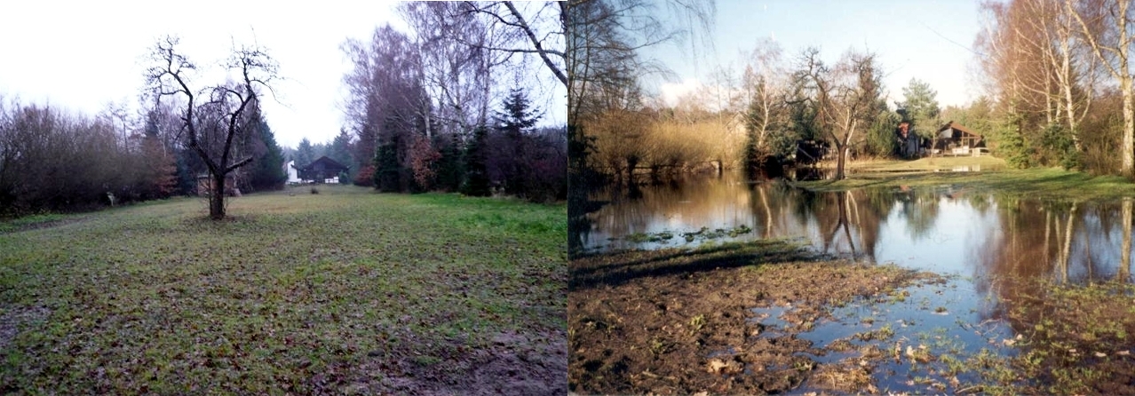 Grundstück, trocken bzw. überflutet Grundstück, trocken bzw. überflutet